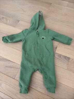 The Black Dog Green Hooded Baby One-Piece Fleece Jumpsuit